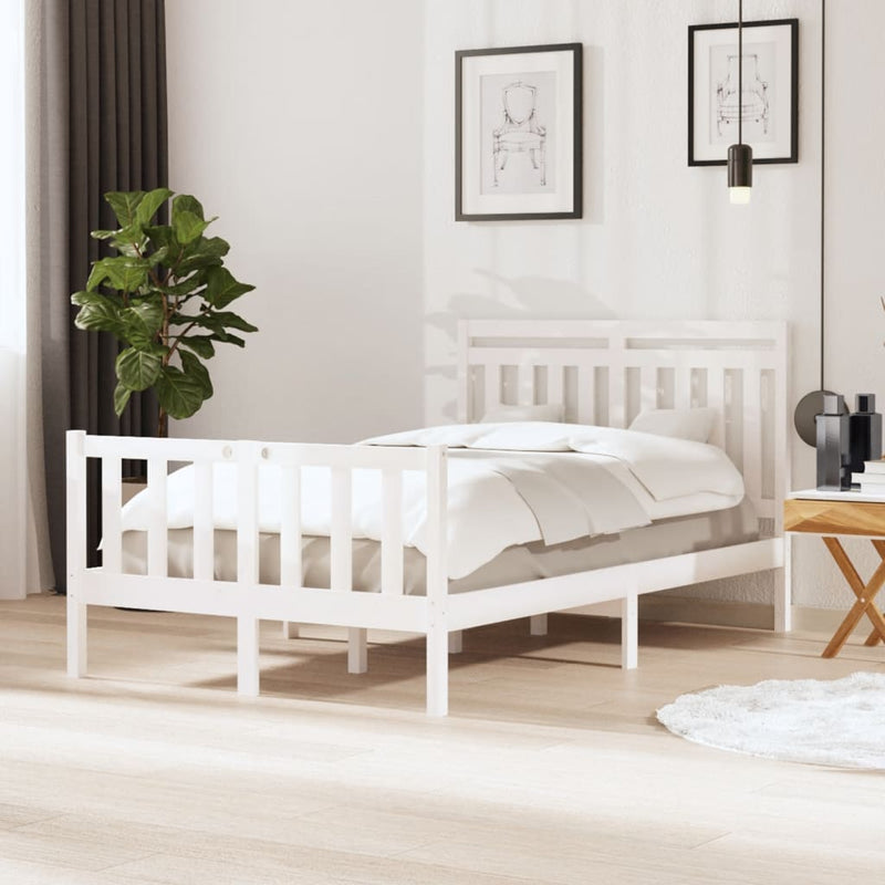 Bedframe massief hout wit 120x200 cm