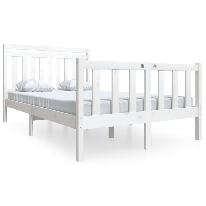 Bedframe massief hout wit 140x190 cm