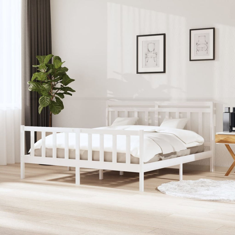 Bedframe massief grenenhout wit 160x200 cm