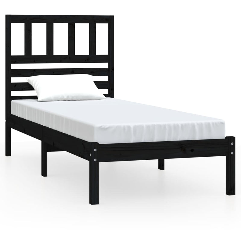 Bedframe massief grenenhout zwart 75x190 cm Small Single