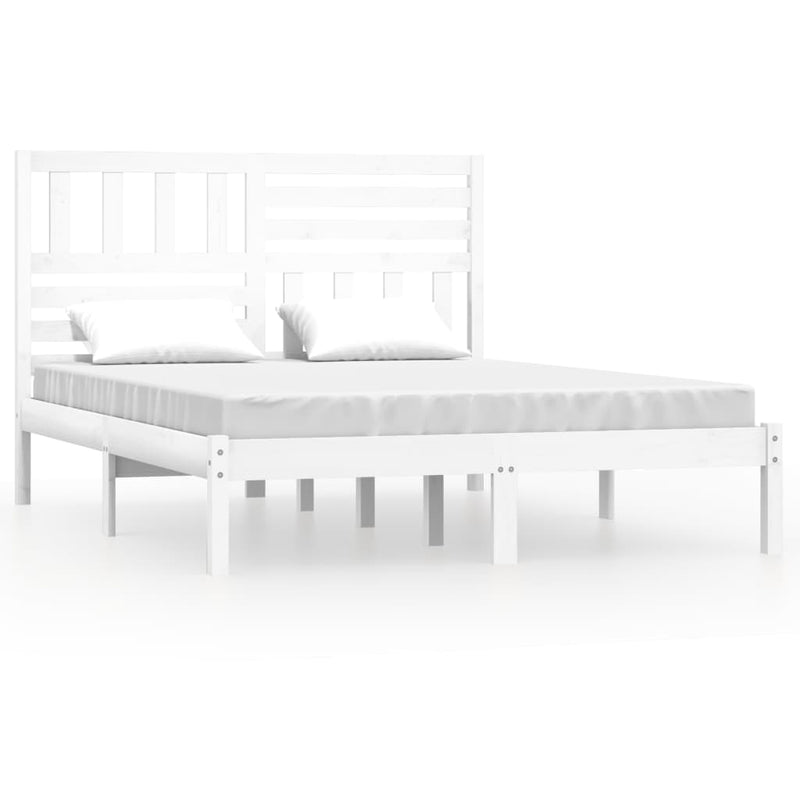 Bedframe massief grenenhout wit 140x200 cm