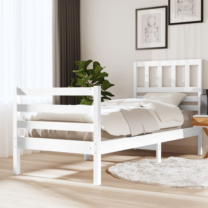 Bedframe massief hout wit 75x190 cm 2FT6 small single