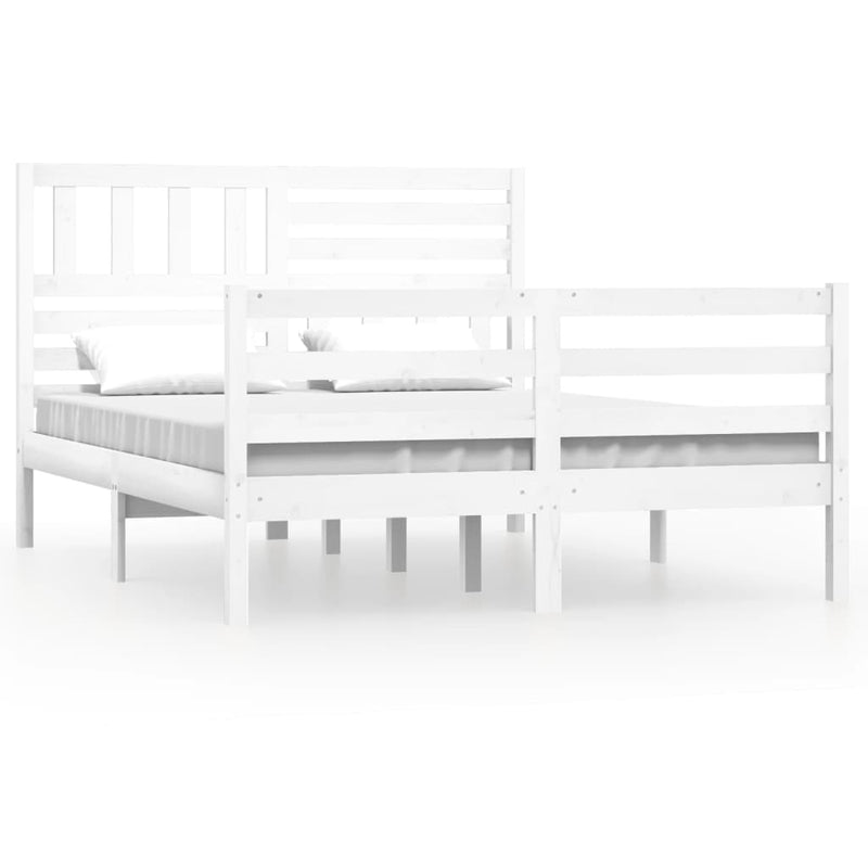 Bedframe massief hout wit 120x190 cm 4FT small double