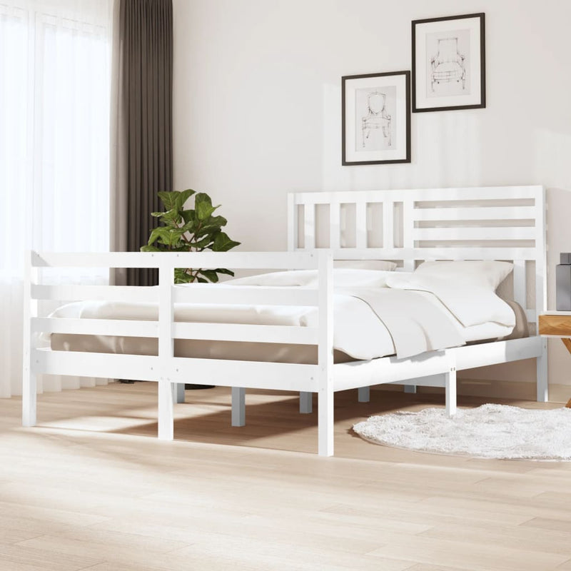 Bedframe massief hout wit 120x200 cm