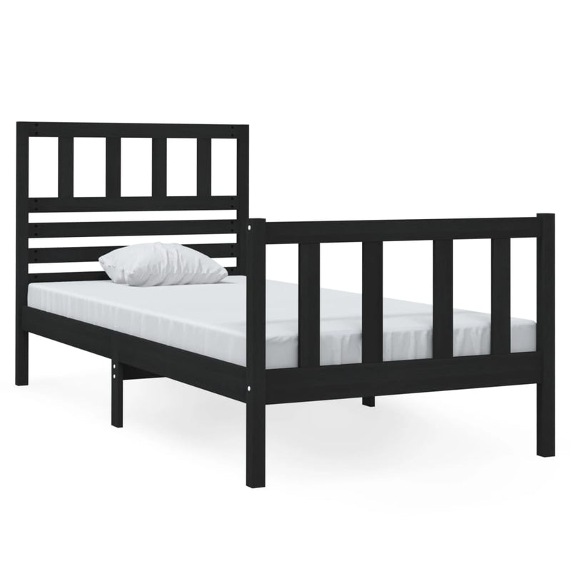 Bedframe massief hout zwart 75x190 cm 2FT6 small single