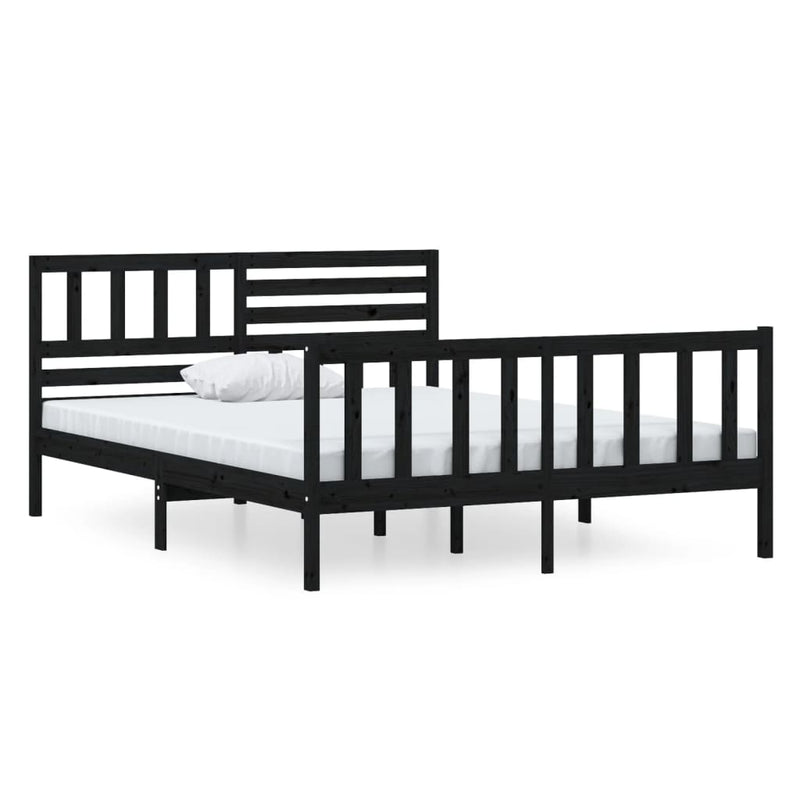 Bedframe massief hout zwart 120x190 cm 4FT Small Double