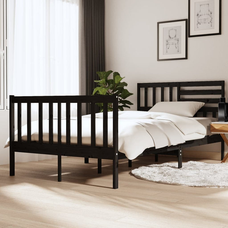 Bedframe massief hout zwart 120x190 cm 4FT Small Double