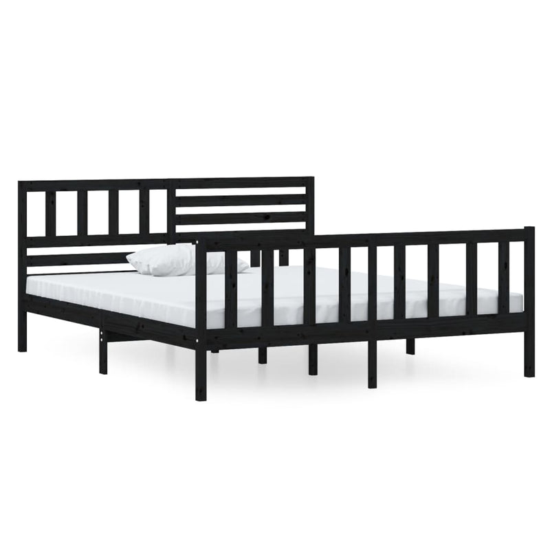 Bedframe massief hout zwart 135x190 cm 4FT6 Double