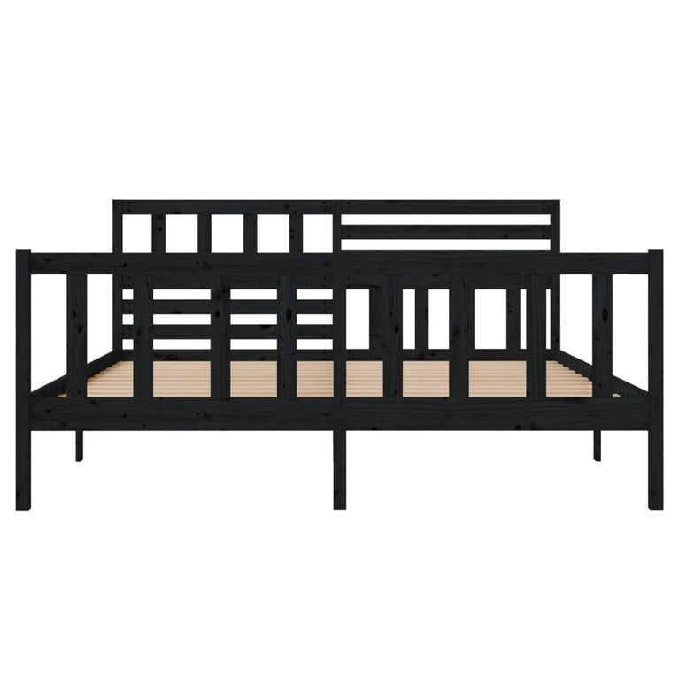 Bedframe massief hout zwart 135x190 cm 4FT6 Double