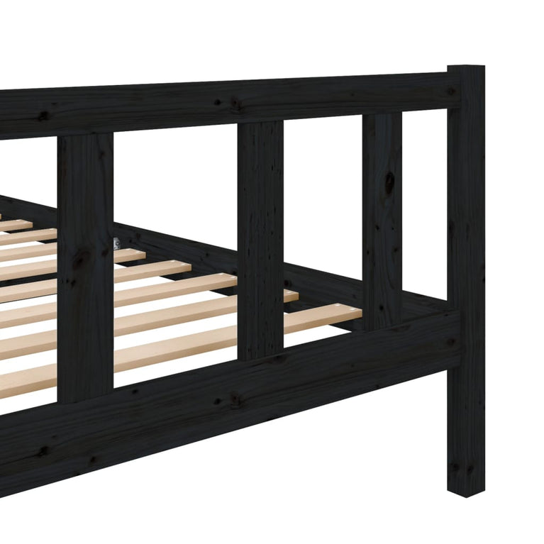 Bedframe massief hout zwart 135x190 cm 4FT6 Double