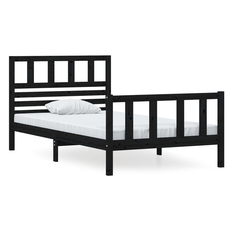 Bedframe massief hout zwart 100x200 cm