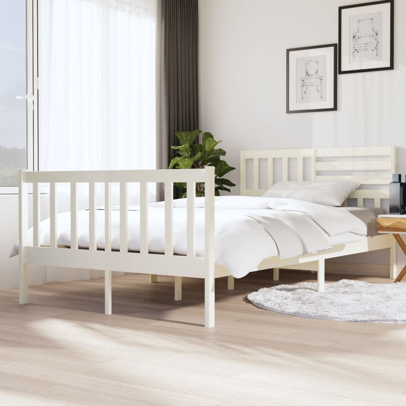 Bedframe massief hout wit 120x200 cm