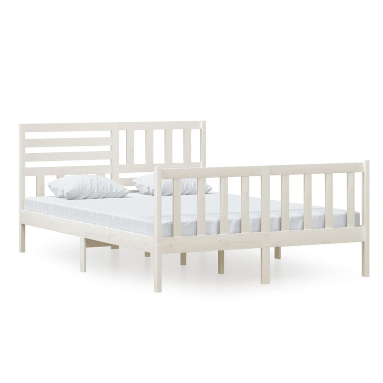 Bedframe massief hout wit 140x200 cm