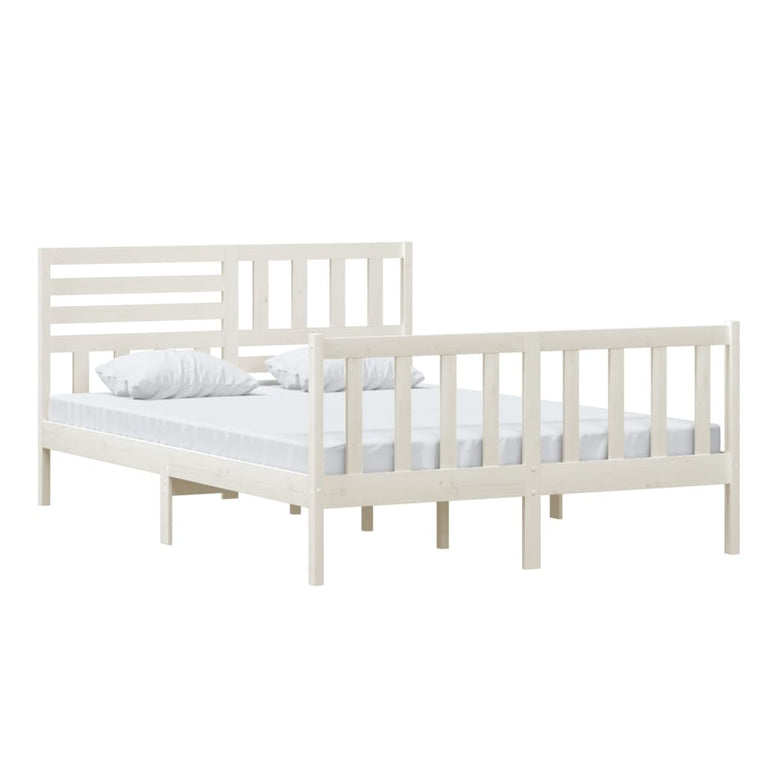 Bedframe massief hout wit 140x200 cm