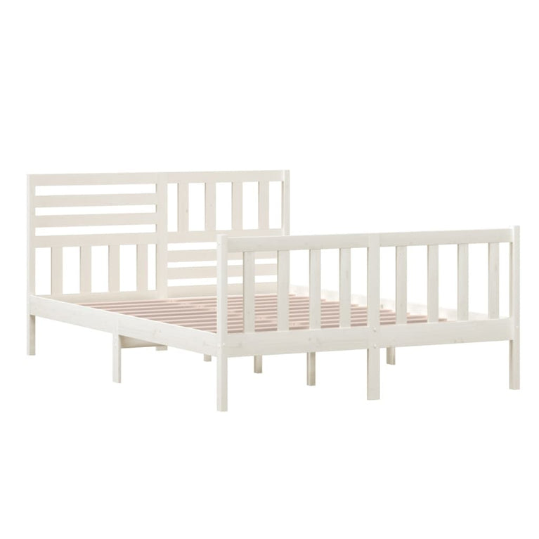 Bedframe massief hout wit 140x200 cm