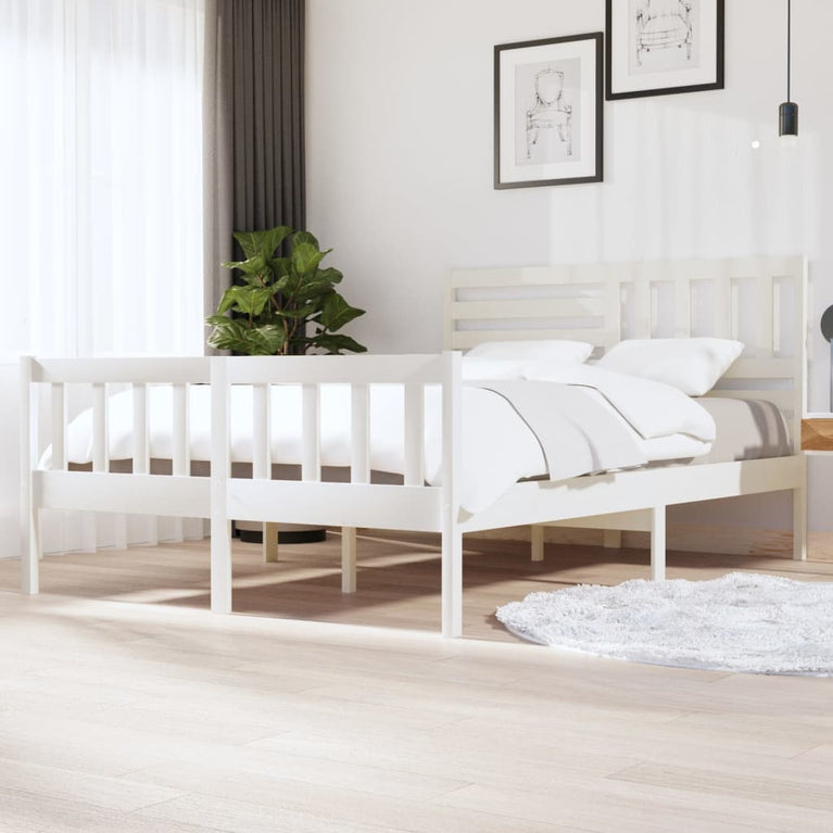 Bedframe massief hout wit 140x200 cm