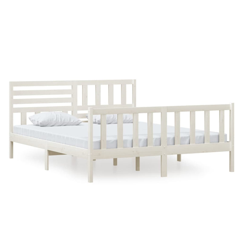 Bedframe massief hout wit 160x200 cm