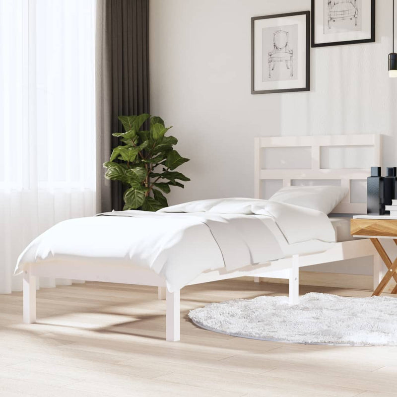Bedframe massief hout wit 75x190 cm 2FT6 Small Single
