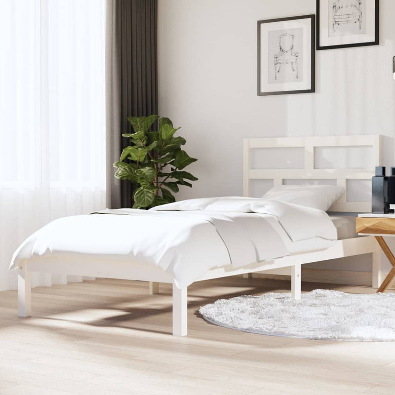 Bedframe massief hout wit 90x190 cm 3FT Single