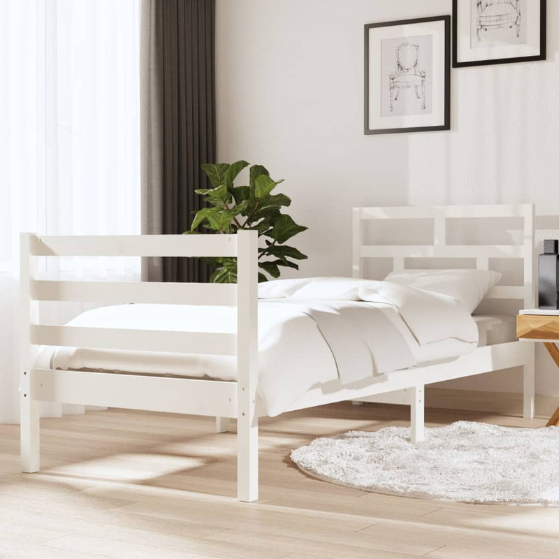 Bedframe massief hout wit 75x190 cm 2FT6 Small Single
