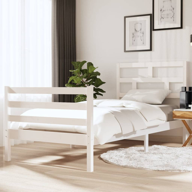 Bedframe massief hout wit 90x190 cm 3FT Single