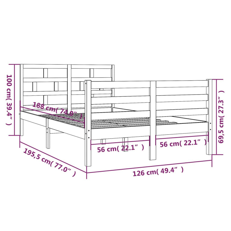 Bedframe massief hout wit 120x190 cm 4FT Small Double