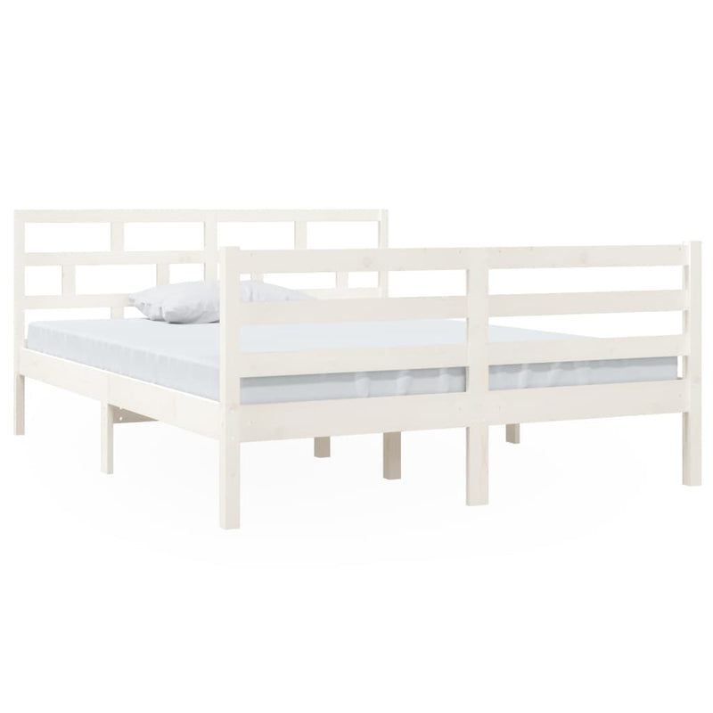 Bedframe massief grenenhout wit 140x190 cm