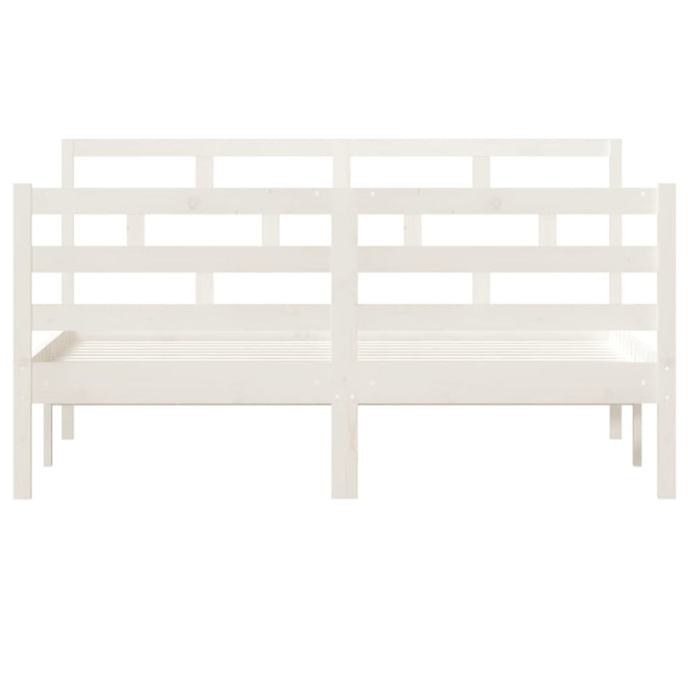 Bedframe massief grenenhout wit 140x190 cm