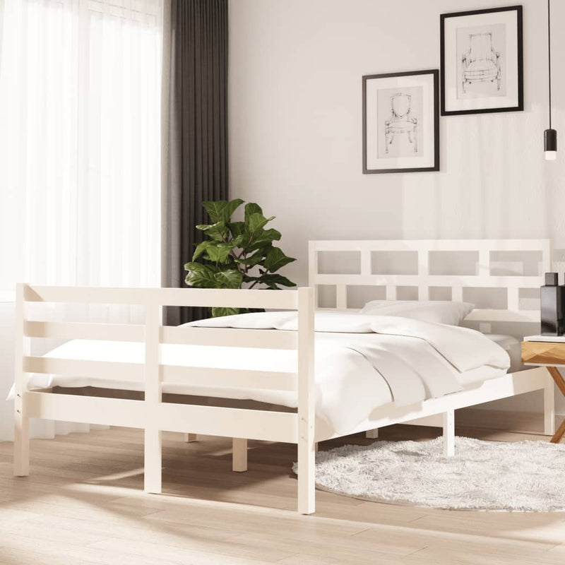 Bedframe massief grenenhout wit 120x200 cm