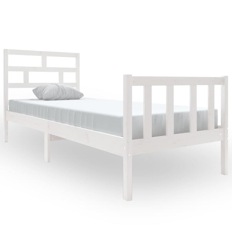 Bedframe massief grenenhout wit 75x190 cm 2FT6 small single