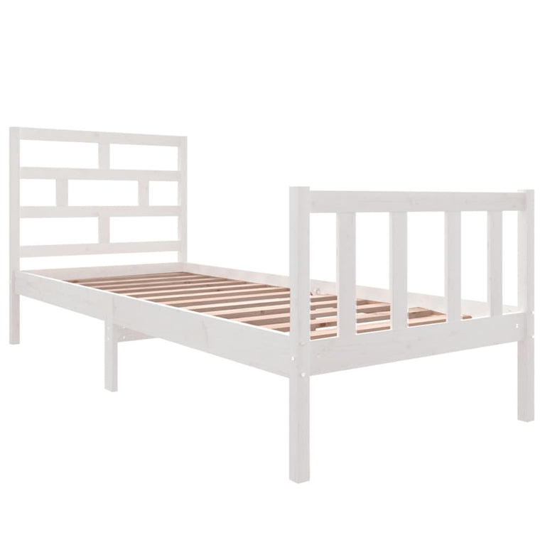 Bedframe massief grenenhout wit 75x190 cm 2FT6 small single