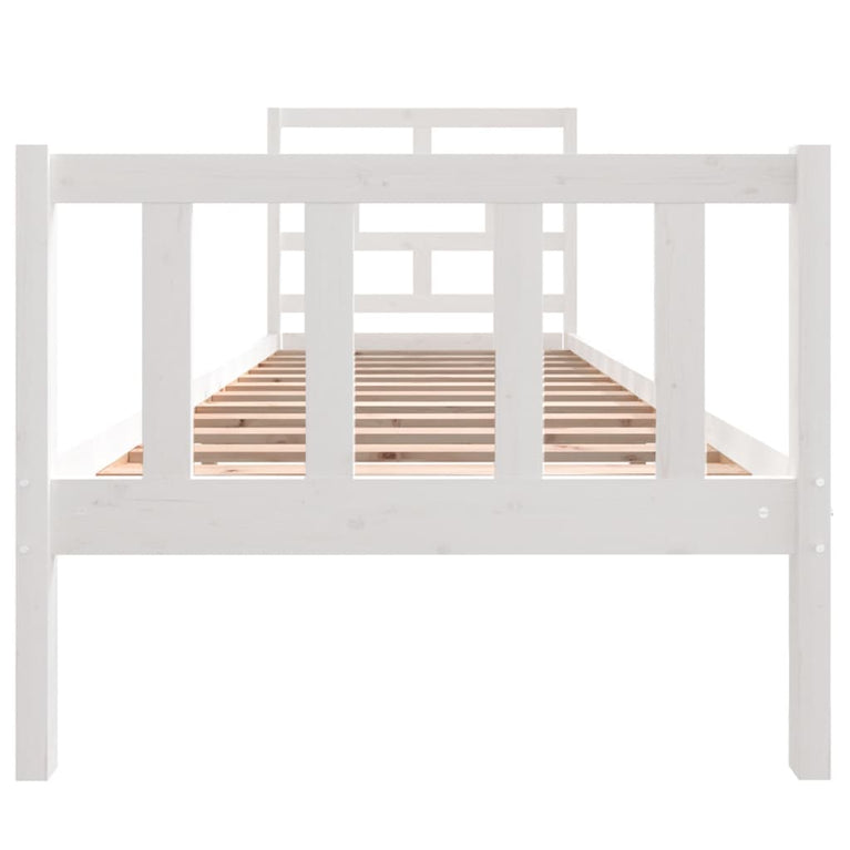 Bedframe massief grenenhout wit 75x190 cm 2FT6 small single