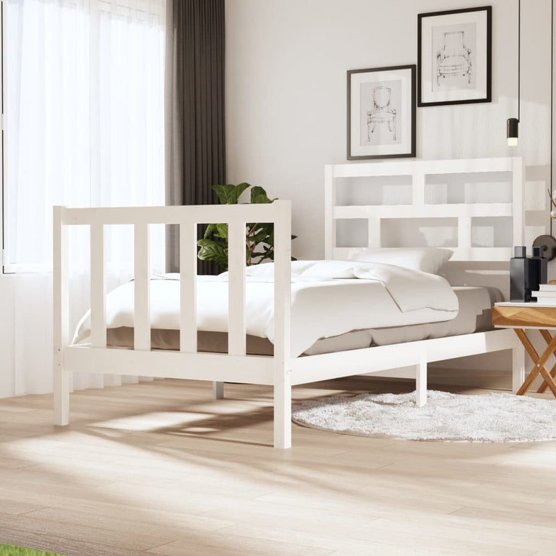 Bedframe massief grenenhout wit 75x190 cm 2FT6 small single