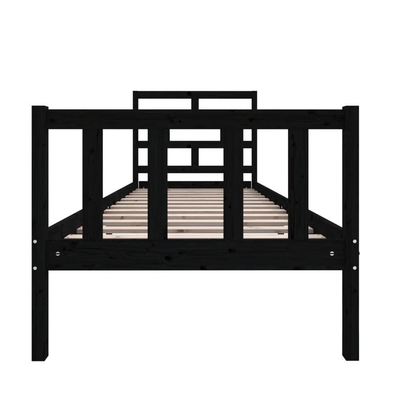 Bedframe massief grenenhout zwart 75x190 cm 2FT6 small single