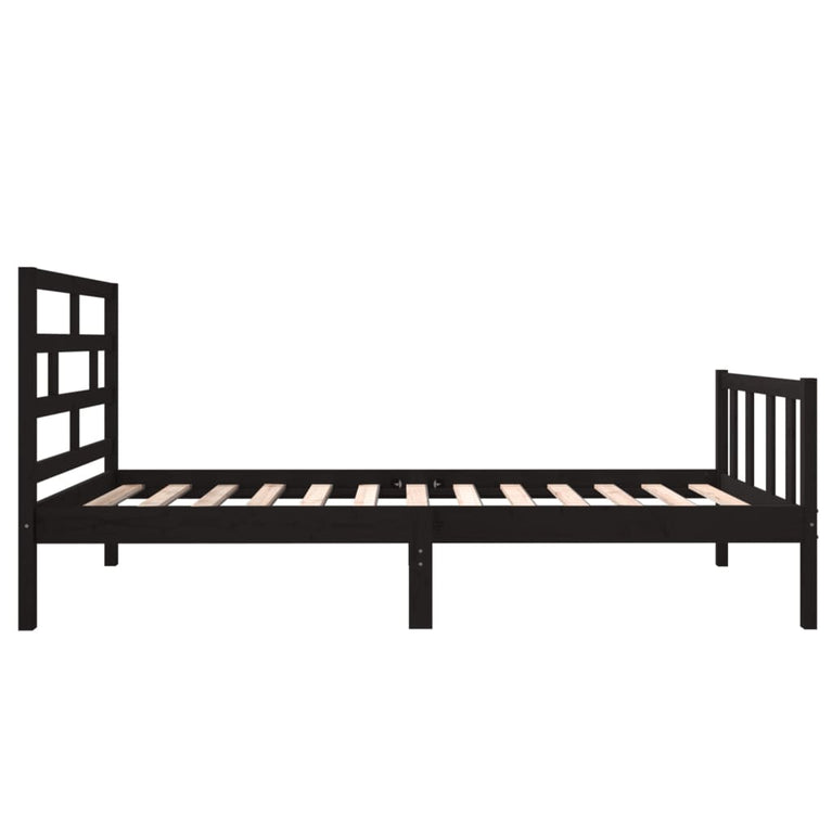 Bedframe massief grenenhout zwart 75x190 cm 2FT6 small single
