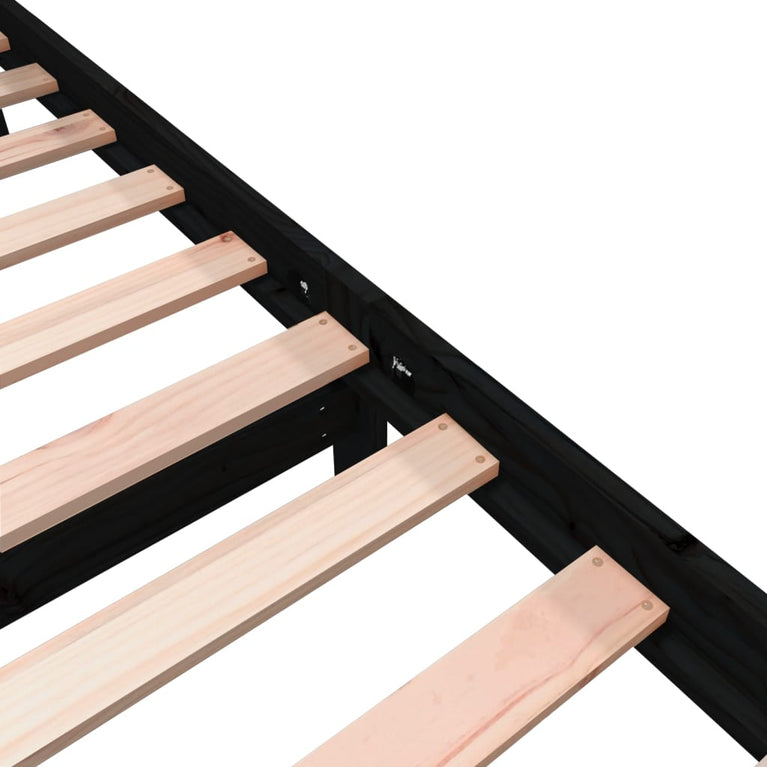 Bedframe massief grenenhout zwart 75x190 cm 2FT6 small single