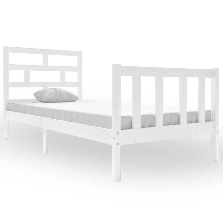Bedframe massief grenenhout wit 90x190 cm 3FT single