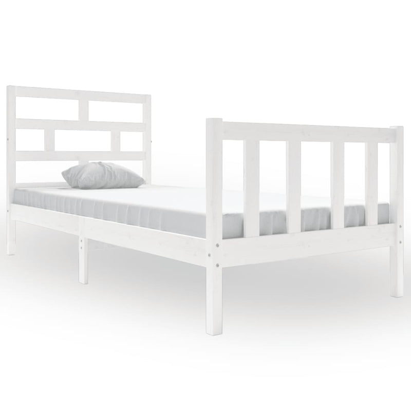 Bedframe massief grenenhout wit 90x190 cm 3FT single