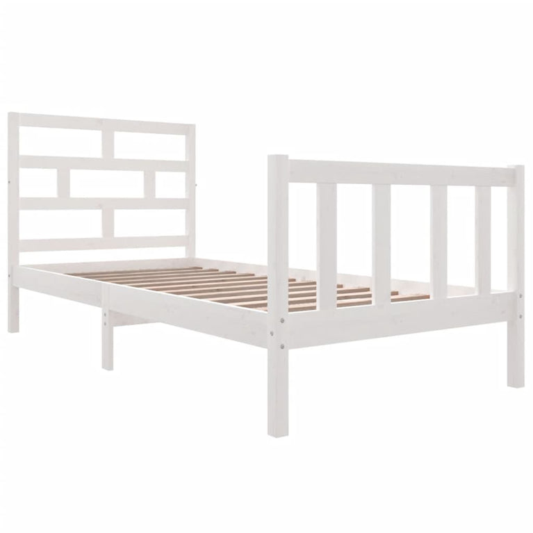 Bedframe massief grenenhout wit 90x190 cm 3FT single