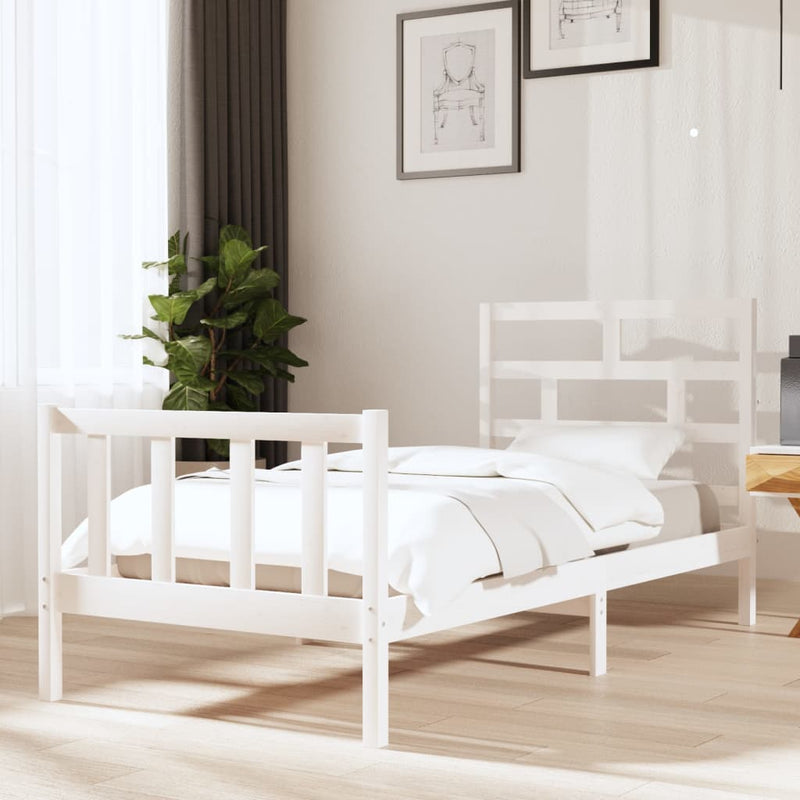 Bedframe massief grenenhout wit 90x190 cm 3FT single