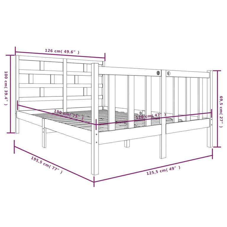 Bedframe massief grenenhout 120x190 cm Small Double