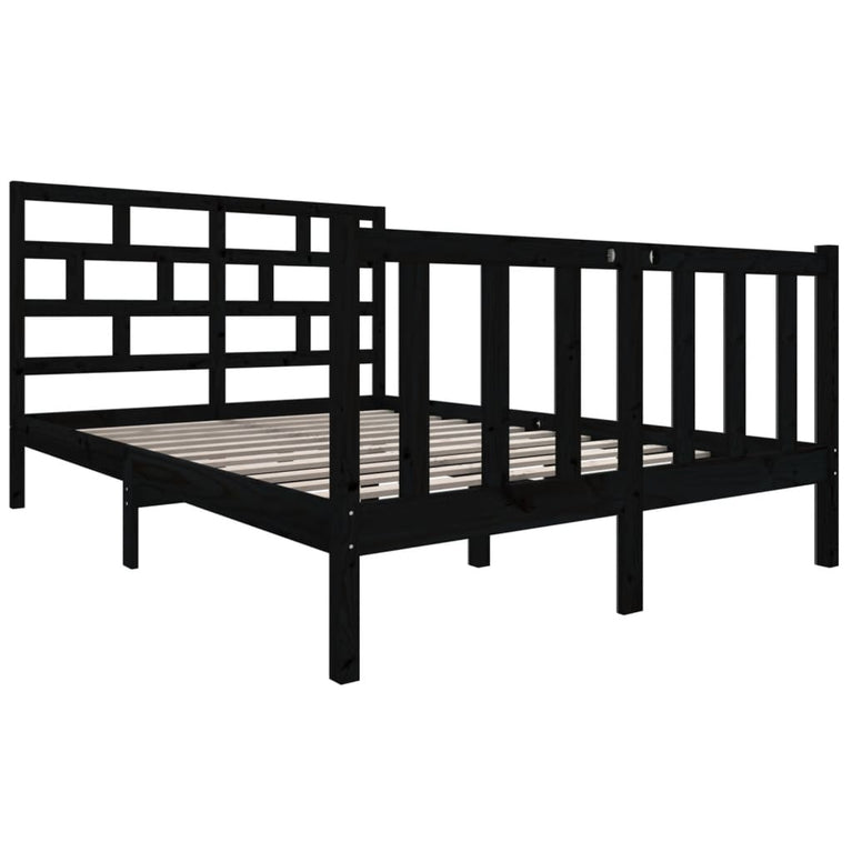 Bedframe massief grenenhout zwart 120x190 cm 4FT Small Double