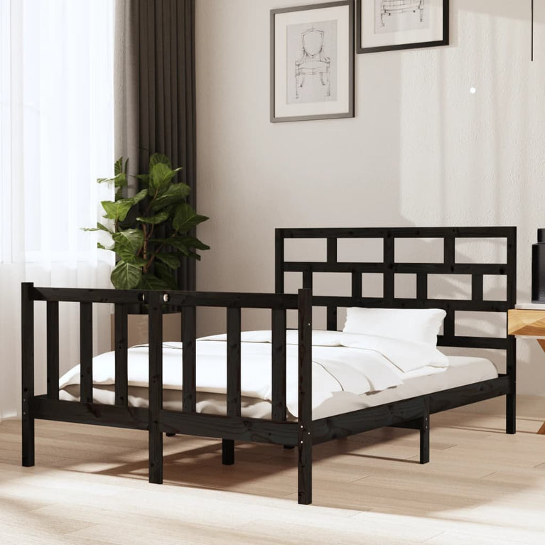 Bedframe massief grenenhout zwart 120x190 cm 4FT Small Double