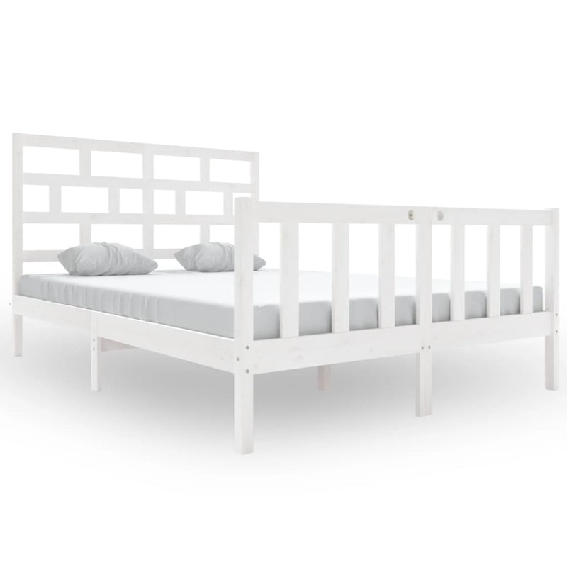 Bedframe massief grenenhout wit 120x200 cm