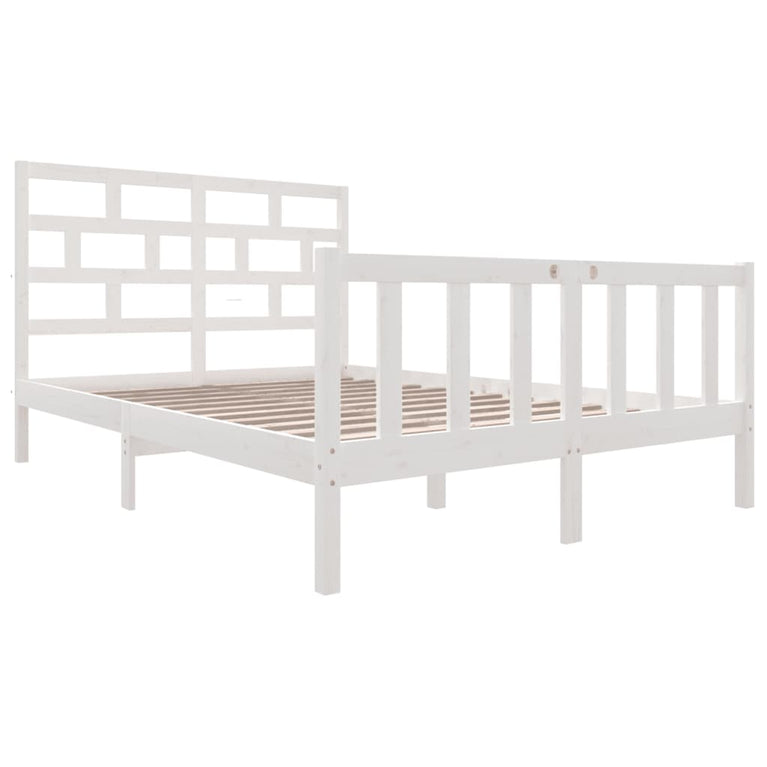 Bedframe massief grenenhout wit 120x200 cm