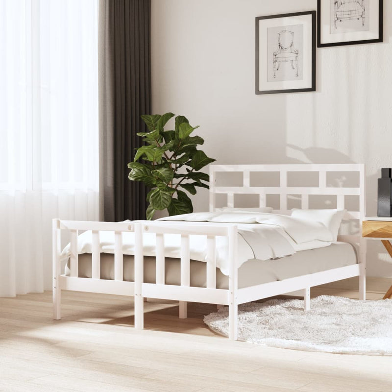 Bedframe massief grenenhout wit 120x200 cm