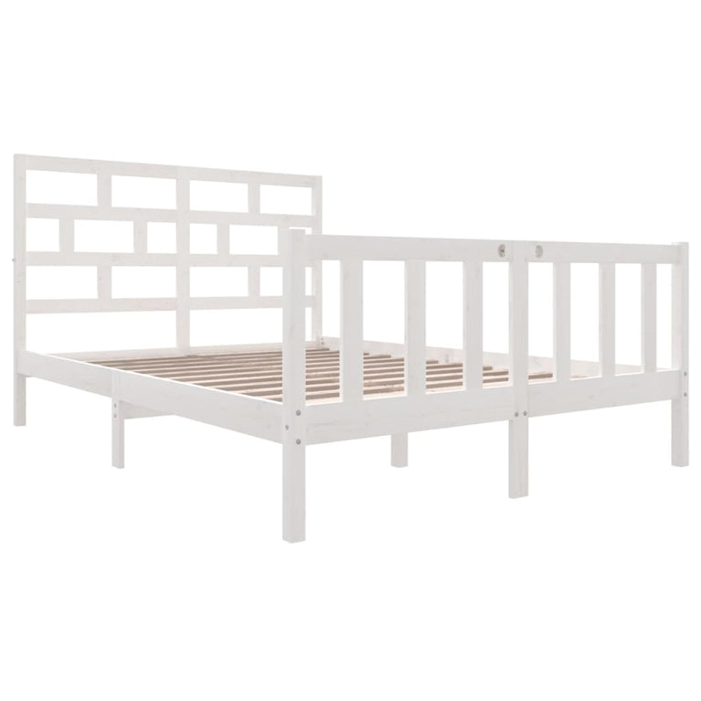 Bedframe massief grenenhout wit 140x200 cm