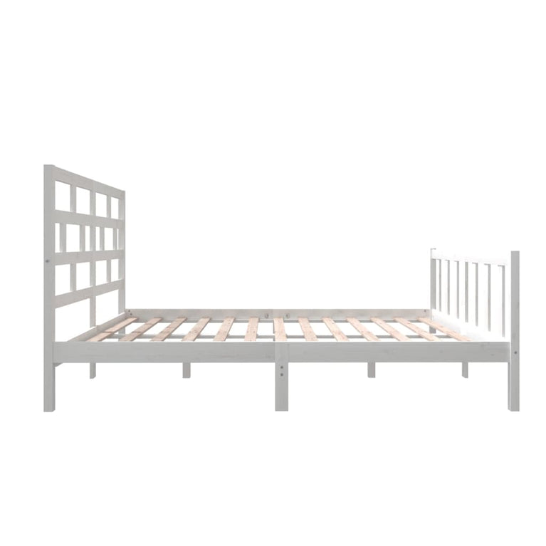 Bedframe massief grenenhout wit 140x200 cm