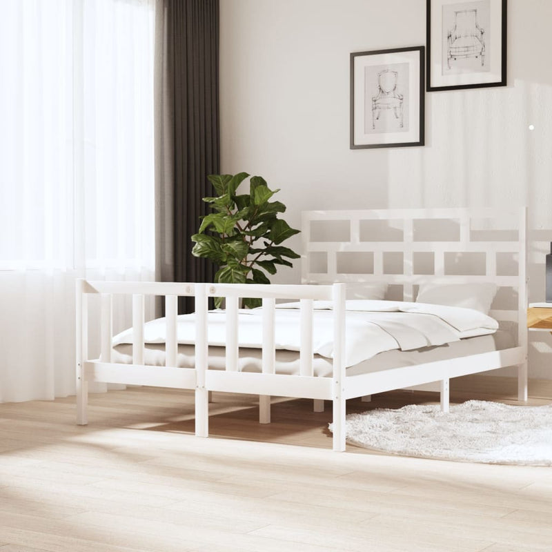 Bedframe massief grenenhout wit 140x200 cm