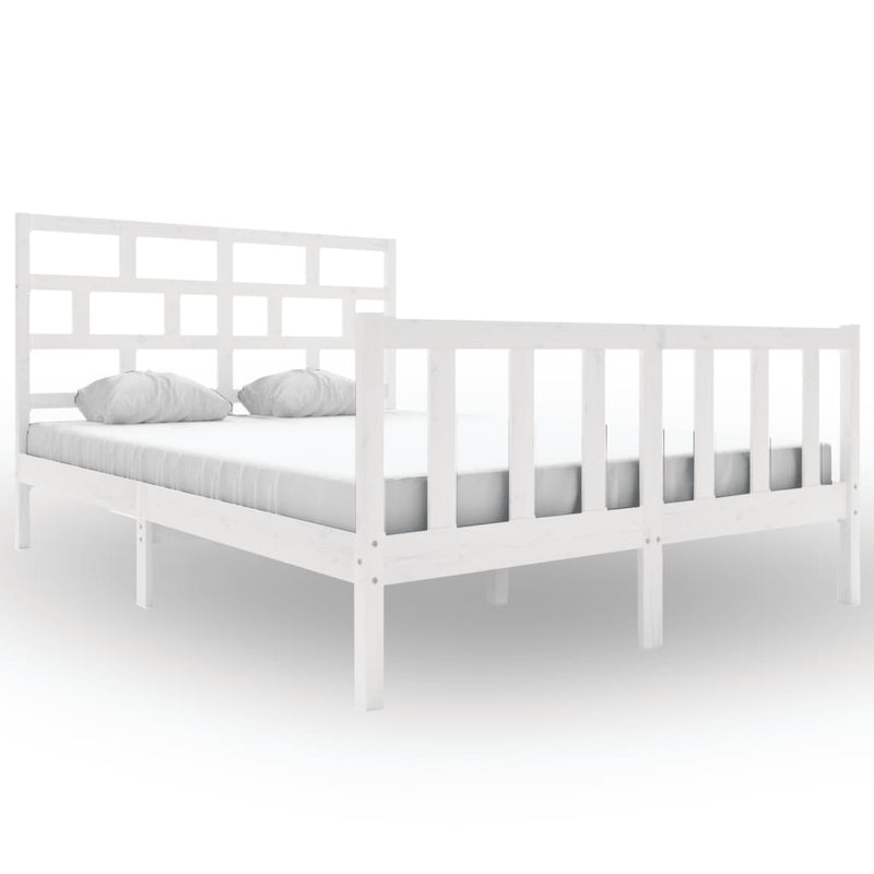 Bedframe massief grenenhout wit 160x200 cm